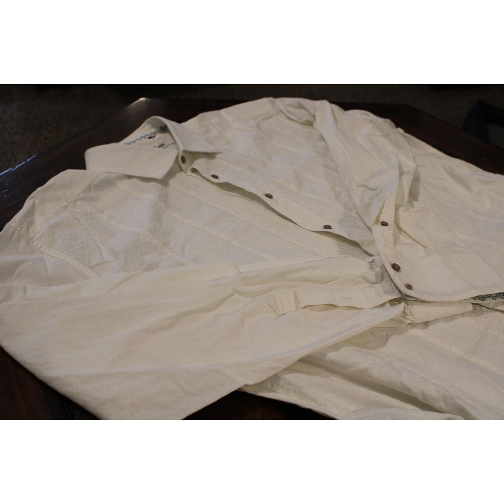 Robert Graham Shirt Mens 3XL White Stripe Long Sleeve Button Front Embroidered